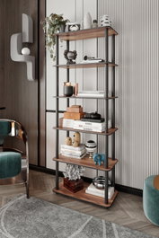 Hanah Home Bookcase 6 Rect - Walnut